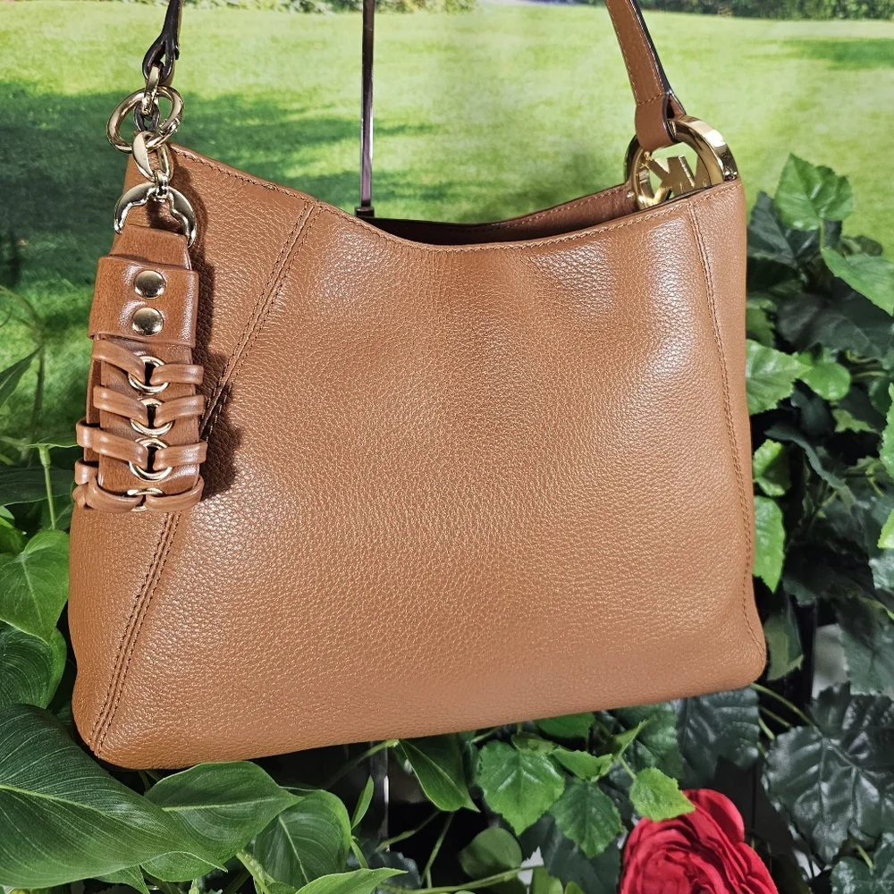 MICHAEL KORS Fulton Purse Genuine Leather Crossbody Bag Tan MK - Picture 3 of 14